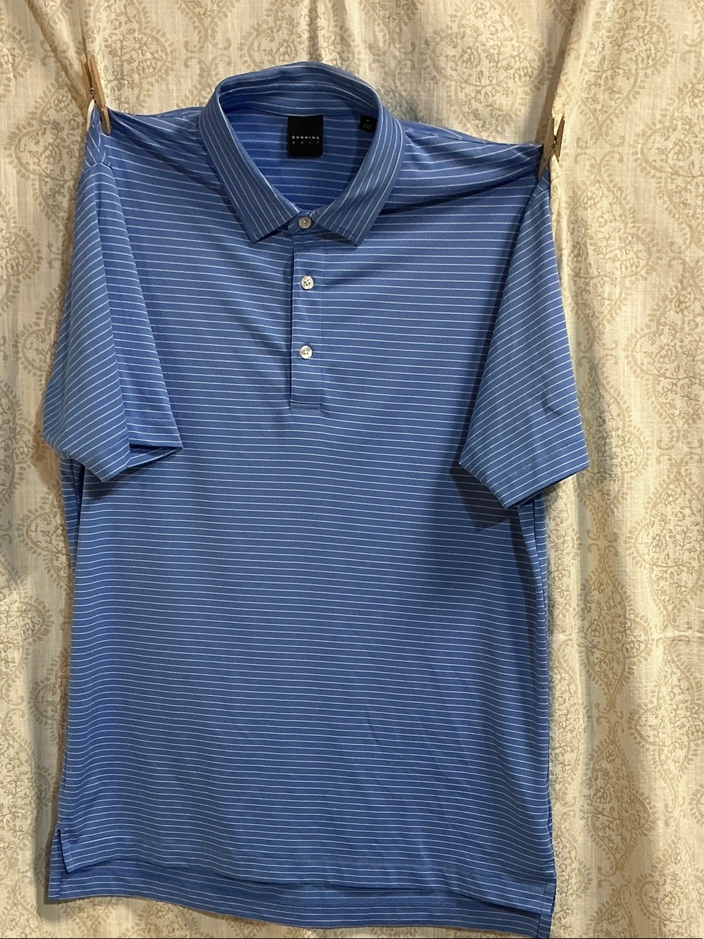 Men's Blue Striped Polo Shirt Dunning Golf